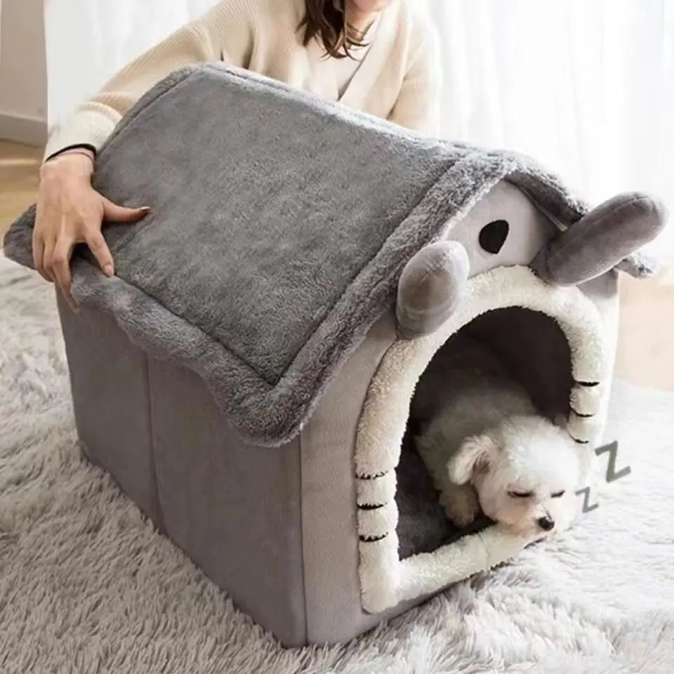 All-Season Removable Washable Dog House Bed - side view