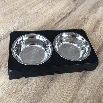 Adjustable Elevated Dog Feeder with Double Stainless Steel Bowls - side view
