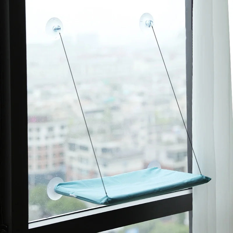 Cat Window Hammock with Suction Cups (Holds 20kg) - Blue