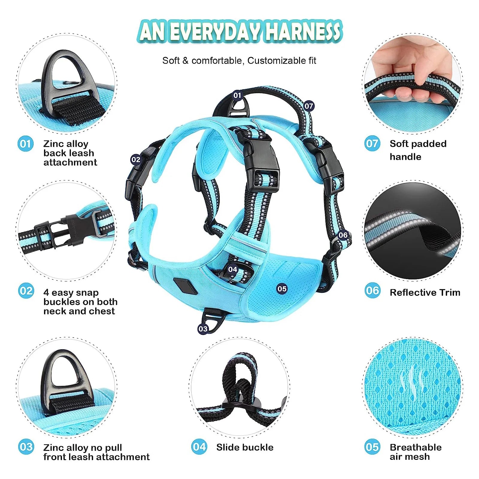 No-Pull Padded Dog Harness with Control Handle - in use