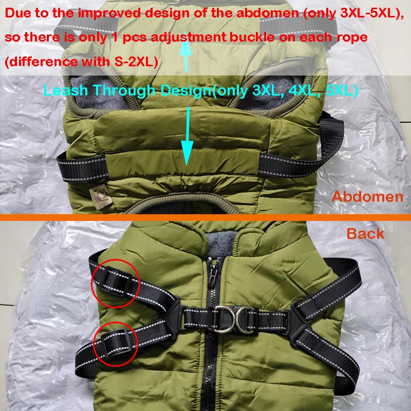 Waterproof Winter Dog Jacket with Built-in Harness - view 16