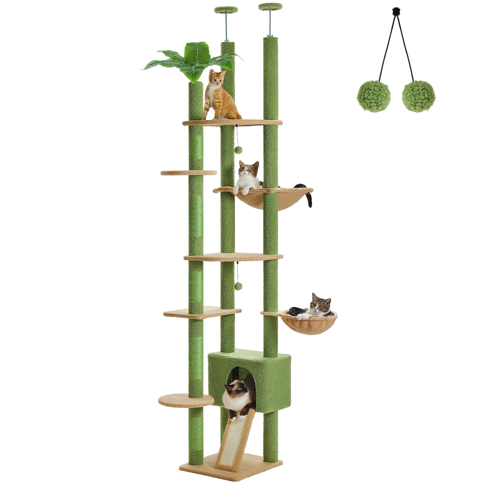 Adjustable Cactus Floor-to-Ceiling Cat Tree - AMT0249GN / Floor to Ceiling