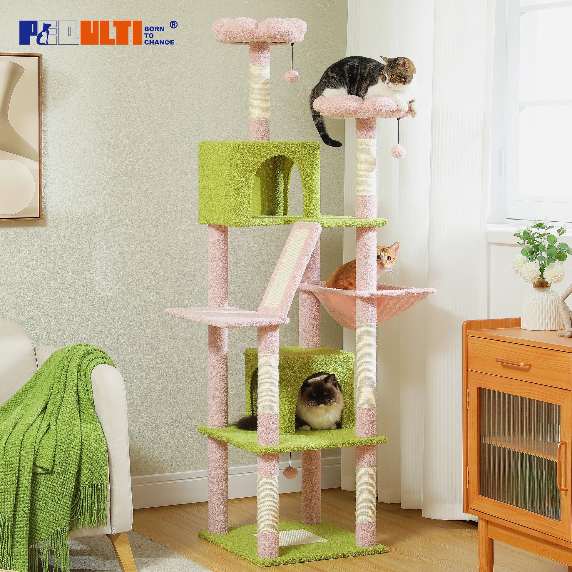 Large Multi-Level Plush Cat Tree with Condos - view 11