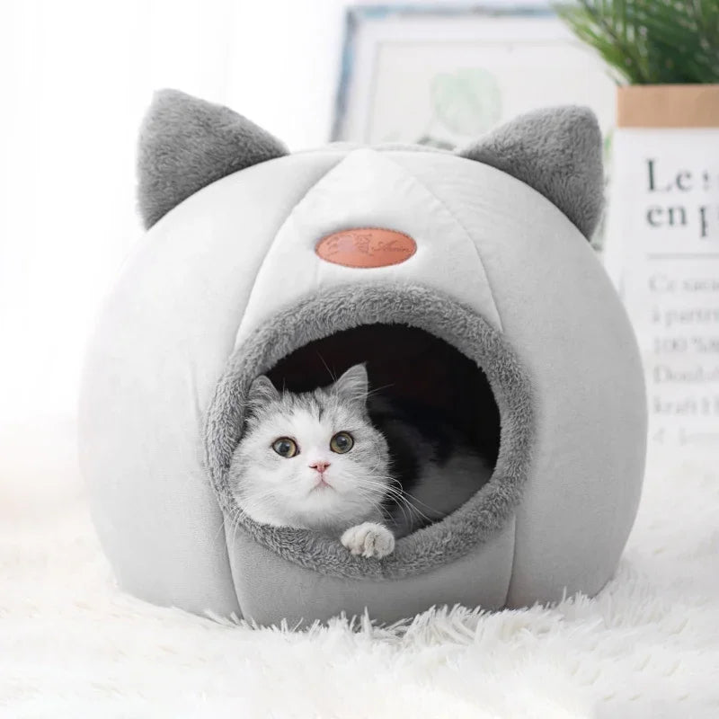 Cozy Winter Cat Cave Bed and Tent Nest
