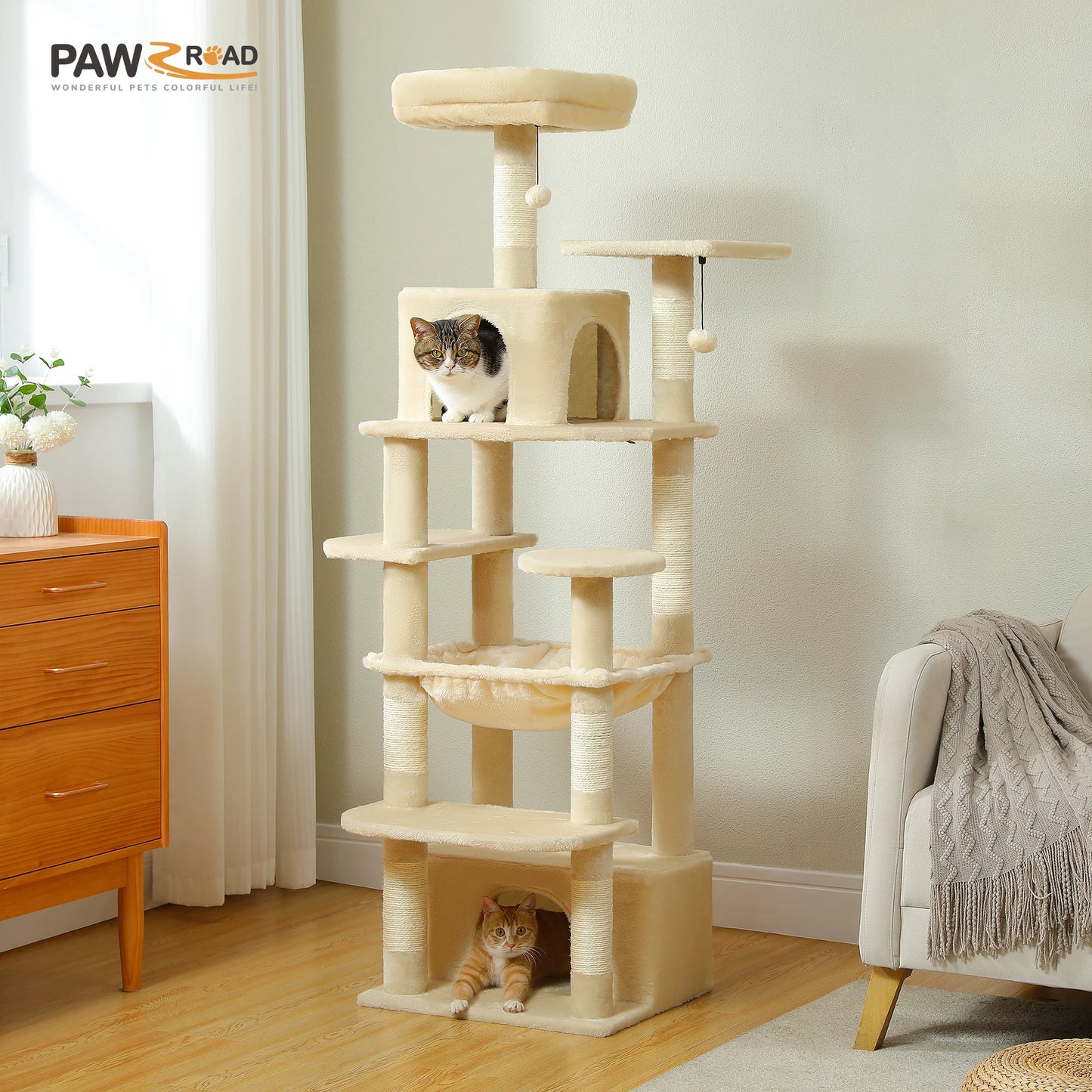 Large Cat Tree Tower with Hammock and Padded Perches - view 28