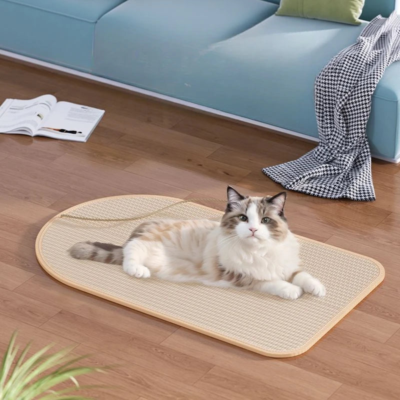 Sisal Cat Scratching Pad with Attached Toy - in use