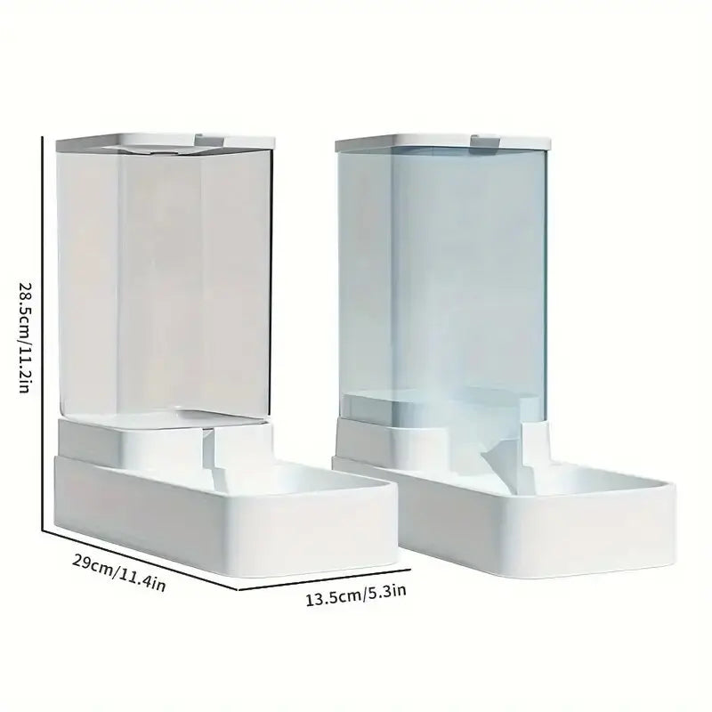 Gravity Feed Pet Food and Water Dispenser Set - side view