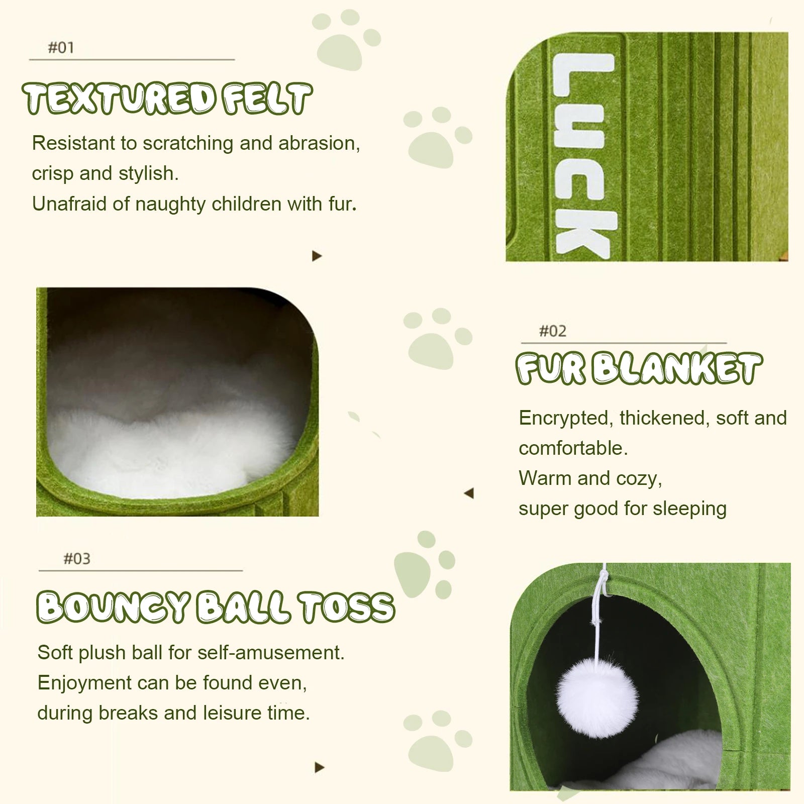 3-Tier Felt Cat Cave Bed for Multi-Cat Homes - view 15