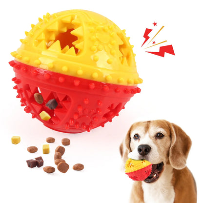 Treat-Dispensing Sound Ball for Dog Chewing - Red and yellow