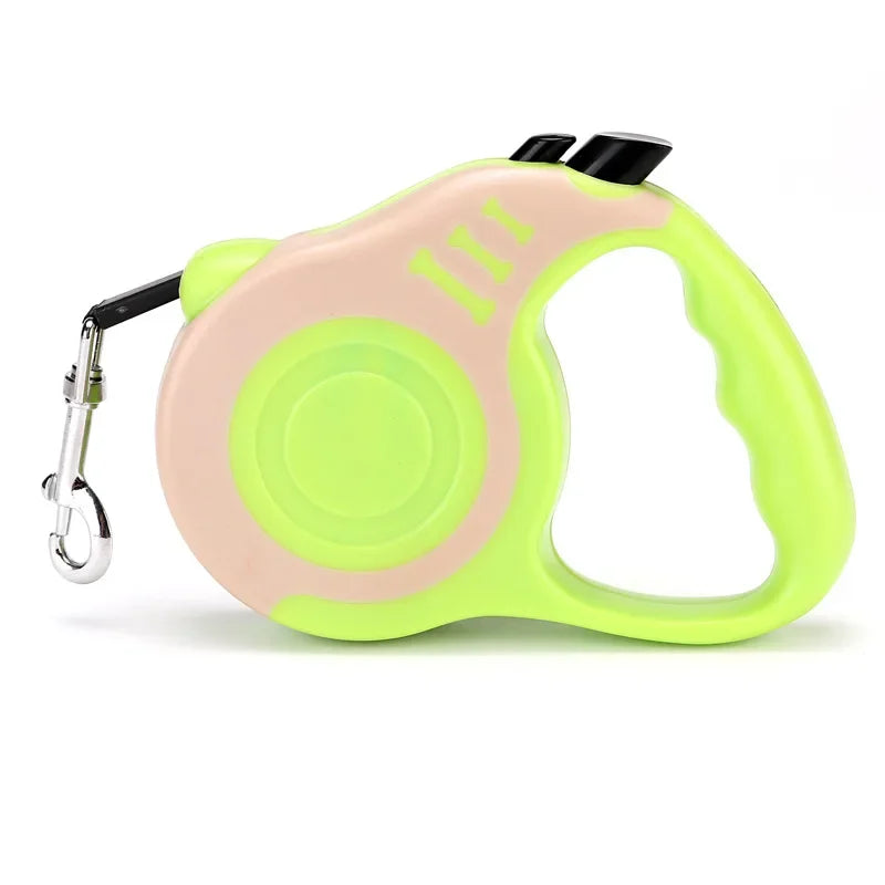 Retractable Dog Leash (3m or 5m) for Small to Medium Pets - Fluorescent Green / 5M