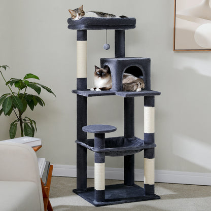 5-Level Cat Tree Tower for Large Cats with Hammock - in use