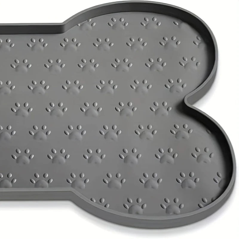 Non-Slip Silicone Pet Feeding Mat with Raised Edges - in use