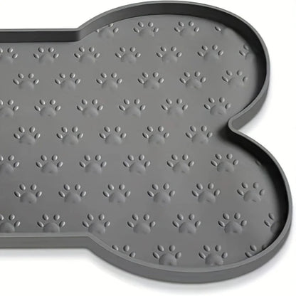 Non-Slip Silicone Pet Feeding Mat with Raised Edges - in use