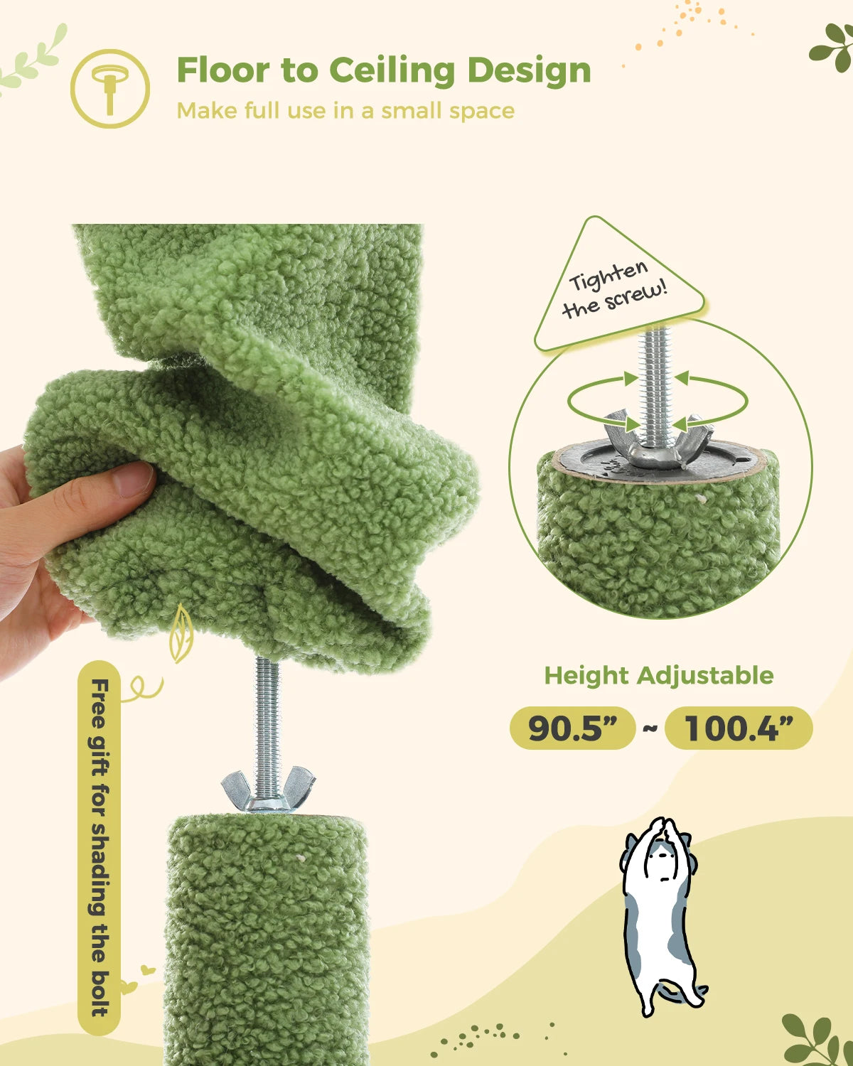 Adjustable Cactus Floor-to-Ceiling Cat Tree - view 11