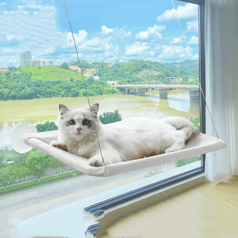 Cat Window Hammock with Suction Cups (Holds 20kg) - WHITE