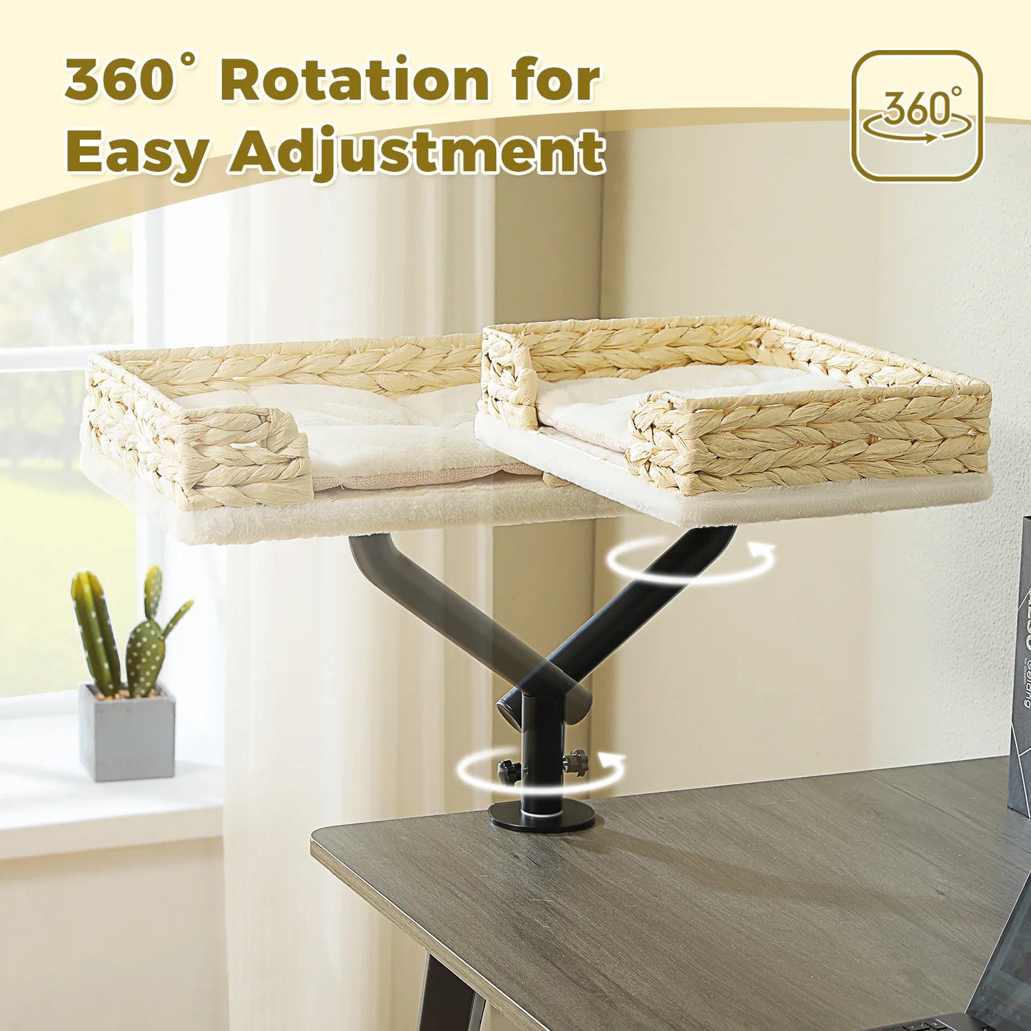 360 Degree Rotatable Cat Desk Bed with Adjustable Stand - detail