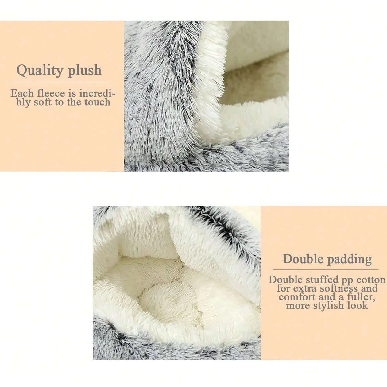 Soft Plush 2-in-1 Pet Cave Bed for Cats and Small Dogs - view 14