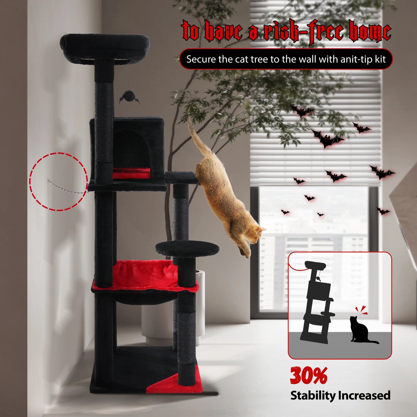 5-Level Cat Tree Tower for Large Cats with Hammock - view 23
