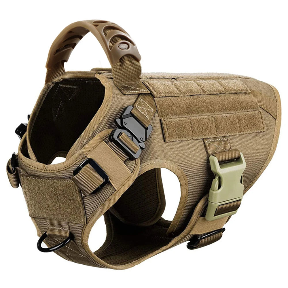 Large Dog Harness and Leash Set with Collar - M / Brown Harness