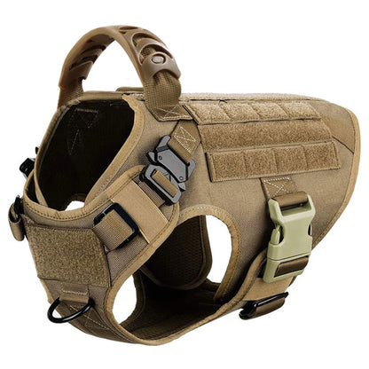 Large Dog Harness and Leash Set with Collar - M / Brown Harness