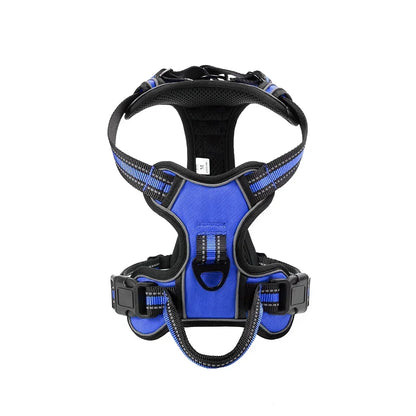 Adjustable No-Pull Reflective Dog Harness - L / Blue