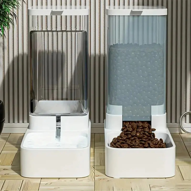 Gravity Feed Pet Food and Water Dispenser Set - close-up