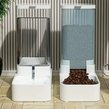 Gravity Feed Pet Food and Water Dispenser Set - close-up