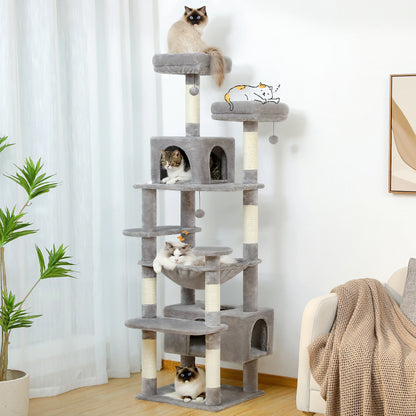 Large Cat Tree Tower with Hammock and Padded Perches - size reference
