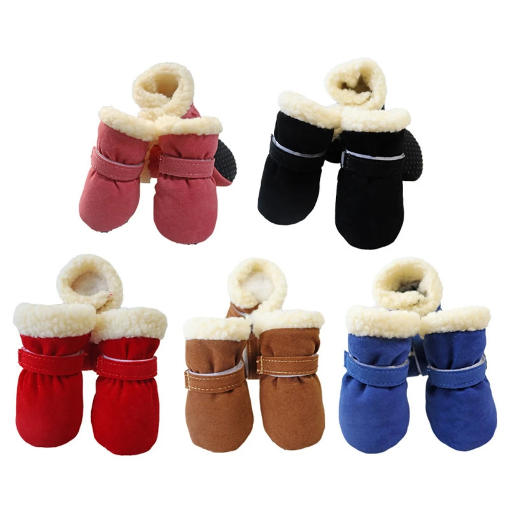 Plush Warm Anti-Slip Dog Boots and Socks (4 Pack) - side view