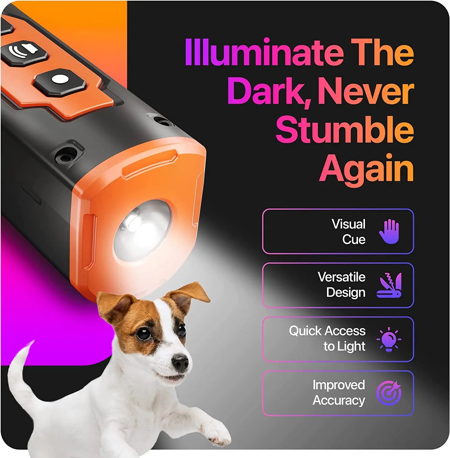 Ultrasonic Dog Repeller and Training Device with LED - close-up