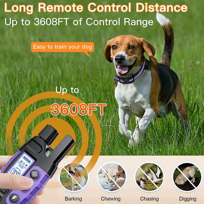 Waterproof Electric Dog Training Collar with Remote (3300ft Range) - in use
