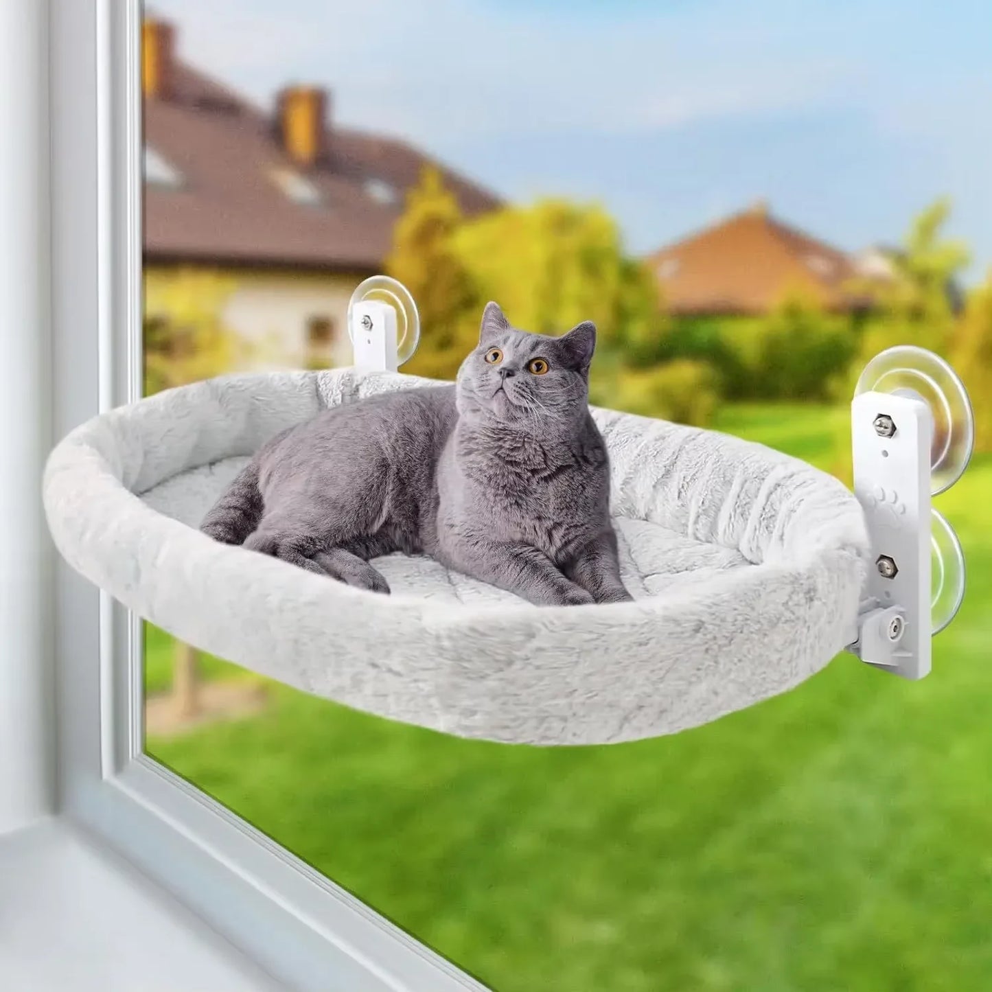 Winter Cat Window Hammock with Suction Cups - A05 Grey Cat Nest / 30x60cm
