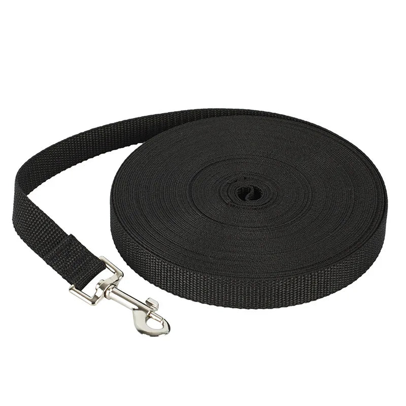 Long Nylon Dog Training Leash (4ft to 100ft) - 1.5m(5ft) / black
