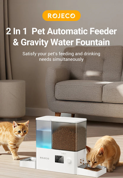 2-in-1 Automatic Pet Feeder and Water Fountain (8.5L) - from above