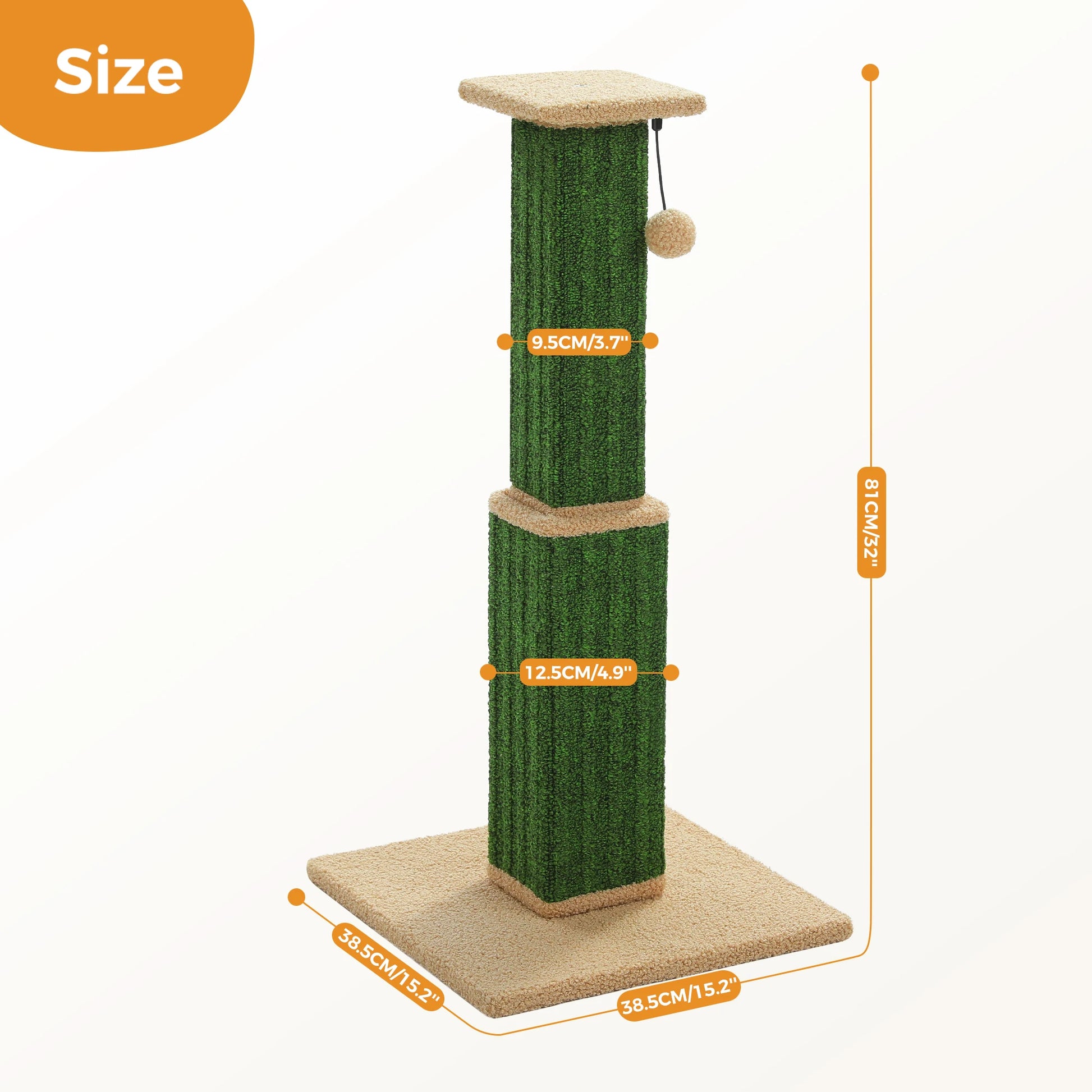 Large Sisal Cat Scratching Post with Dangling Ball - L / AMT0316GN