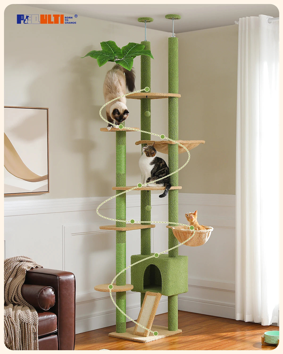 Adjustable Cactus Floor-to-Ceiling Cat Tree - alternate angle