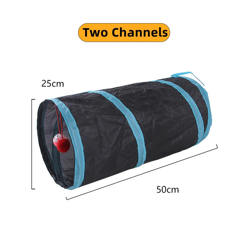 Foldable Cat Tunnel with Crinkle Paper for Indoor Play - from above