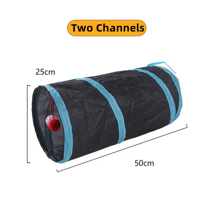 Foldable Cat Tunnel with Crinkle Paper for Indoor Play - from above