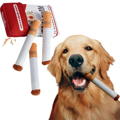 Cigarette Box Plush Squeaky Dog Toy (Funny Gift)