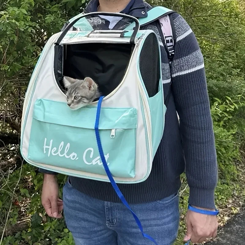 Collapsible Mesh Pet Backpack for Cats and Small Dogs - from above