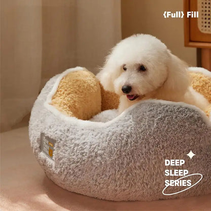 Warm Plush Cat and Dog Sleeping Nest - in use