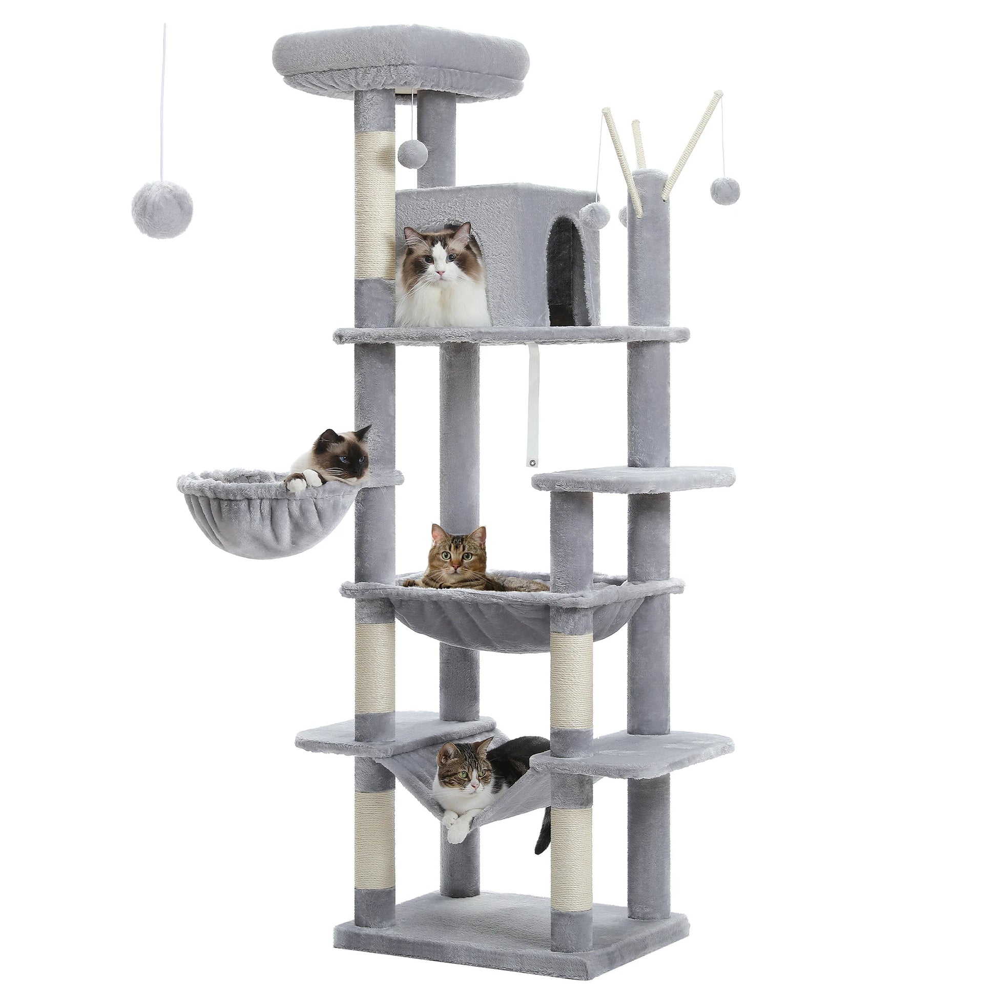 Large Multi-Level Plush Cat Tree with Condos - AMT0240GY