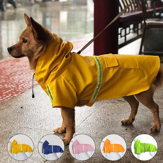 Hooded Reflective Dog Raincoat for Medium and Large Dogs