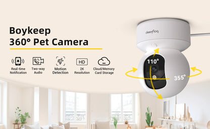 2K Pet Camera with WiFi App, 360 Pan-Tilt and 2-Way Audio - from above