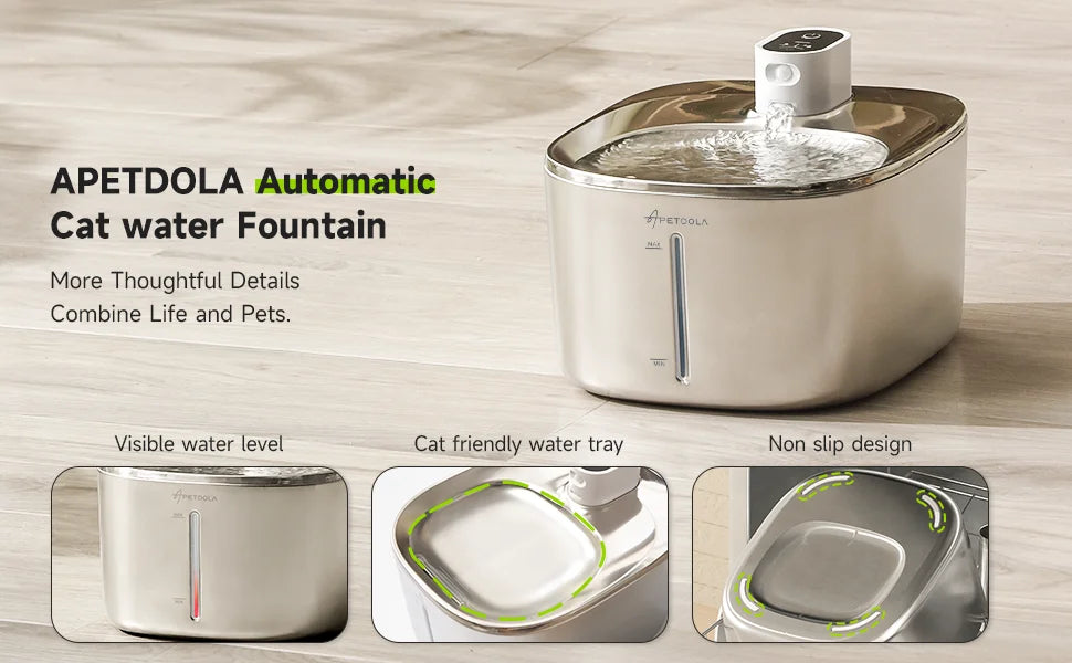 Wireless 4L Pet Water Fountain with Auto Sensor - size reference