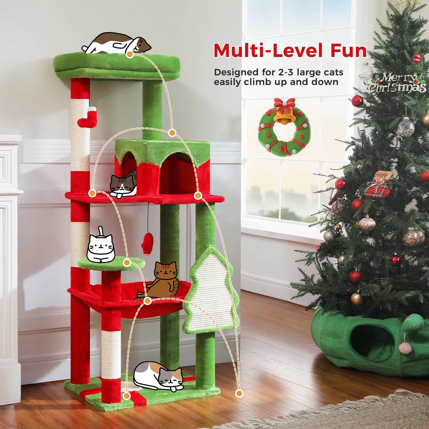 5-Level Cat Tree Tower for Large Cats with Hammock - view 27