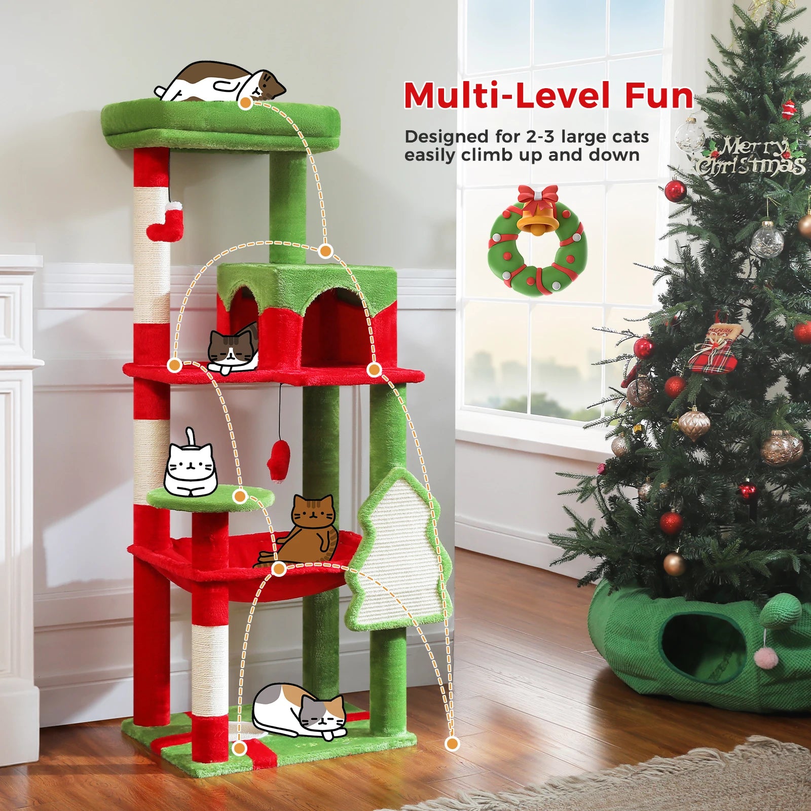 5-Level Cat Tree Tower for Large Cats with Hammock - view 27