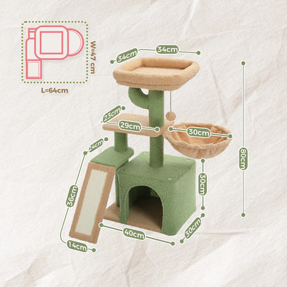 Cat Activity Tree with Hammock and Removable Perch - AMT0247GN