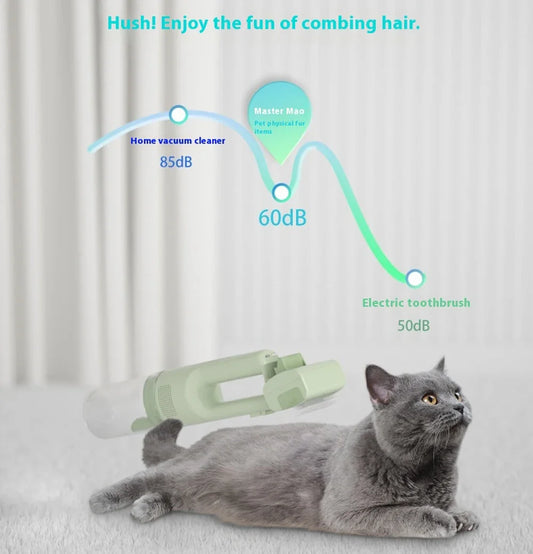 Pet Grooming Vacuum Kit with 5 Brushes for Cats and Dogs - side view