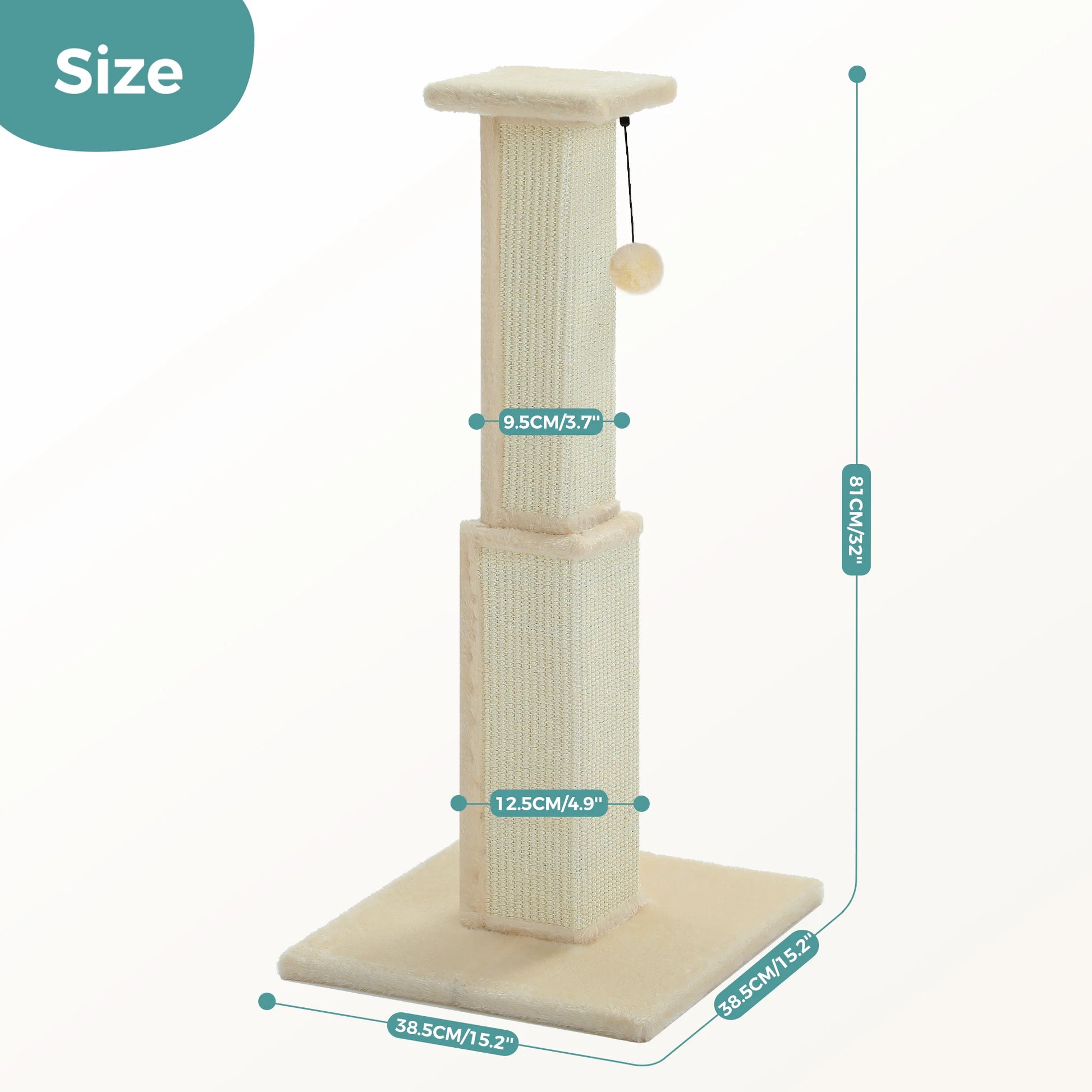 Large Sisal Cat Scratching Post with Dangling Ball - L / AMT0316BG
